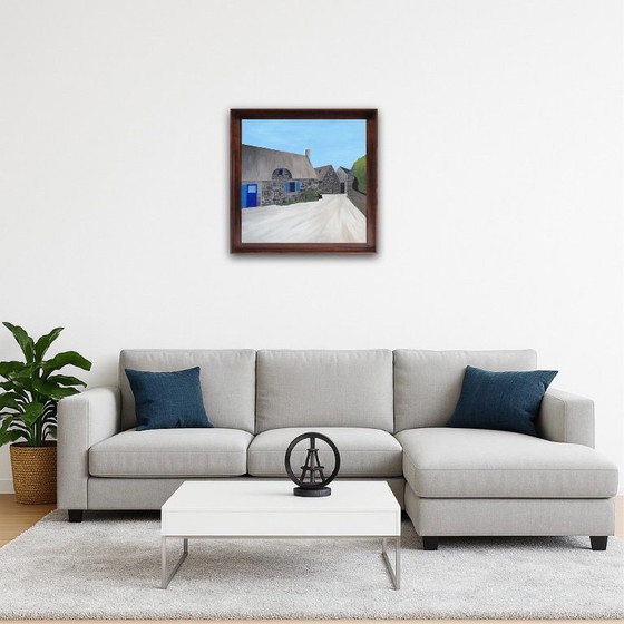 Image 1 of Öl auf bespanntem Keilrahmen. Format 50x50cm. Schwarzer amerikanischer Kasten.