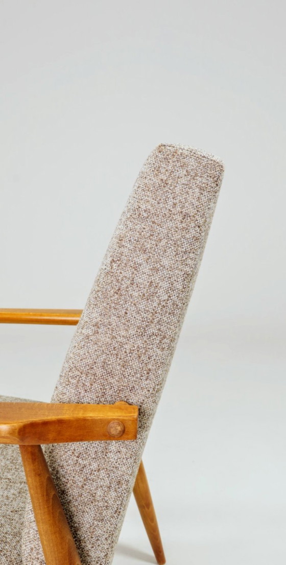 Image 1 of Vintage fauteuil etnische stijl beige granola bekleding stof ontwerp van H.Lis