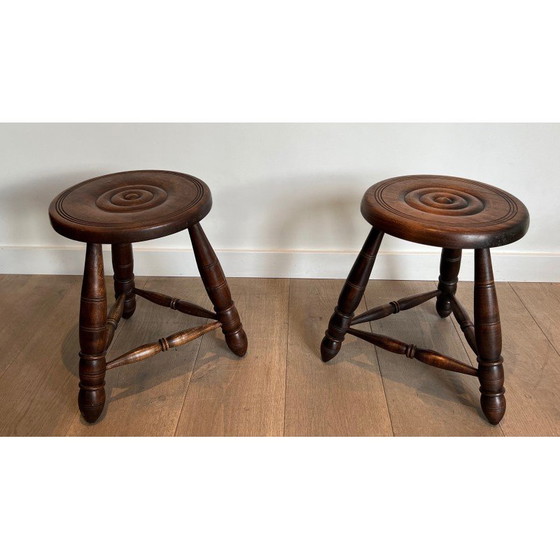 Image 1 of Paire de tabourets vintage en bois tourné