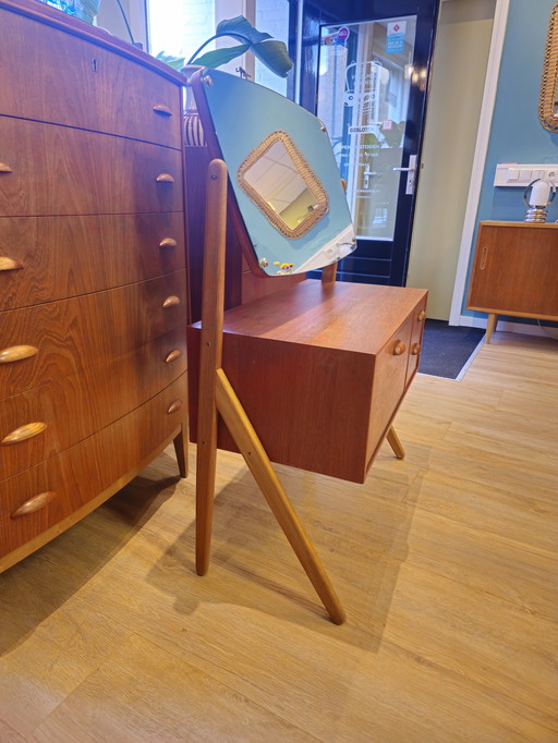 Vintage Danish Makeup Dressing Table Mirror Makeup Preparation Table