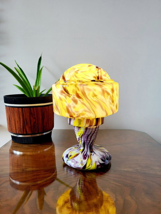 Image 1 of Lampe de table Art déco en verre opalin multicolore, Verreries de Scailmont, Henri Heemskerk, Belgique,années 1930