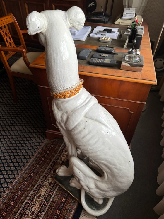 ELEGANT, LIFE-SIZE ITALIAN CERAMIC GREYHOUND, 74 CM, Sculpture, Black (photo 5 of 5)