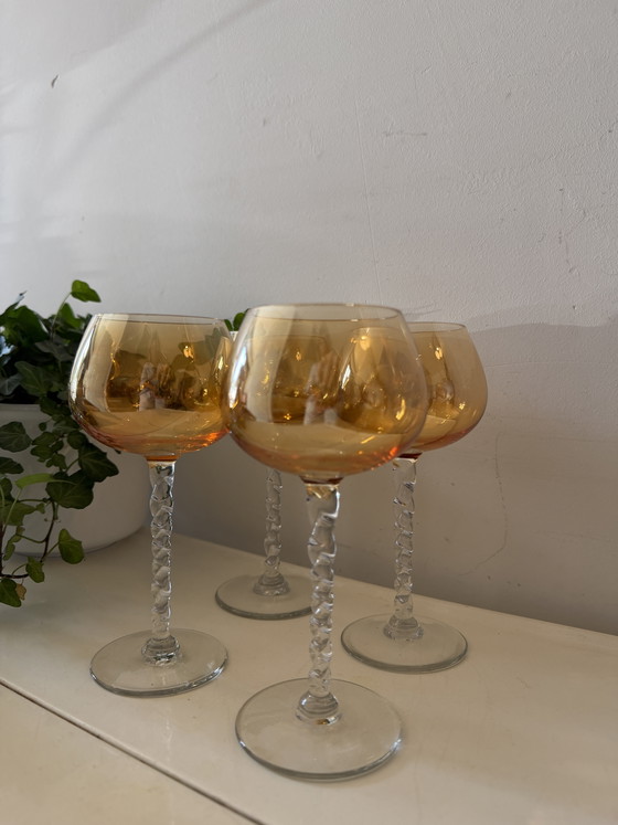 Bernsteinfarbene Weingläser aus den 1930er/50er Jahren – Gläser & Karaffe, Glass (photo 3 of 6)