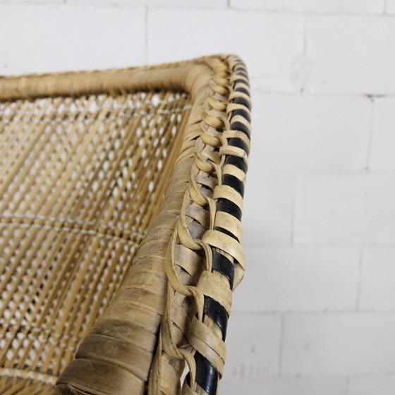 Image 1 of Vintage geweven Rotan / Rattan Stoel / luie bohemian stoel ( lazy Rotan chair )