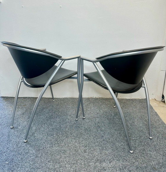 2 Sedie Calligaris Italiane Pelle Nera Vintage Anni '80/'90, Sedie da pranzo, Nero (foto 2 di 13)