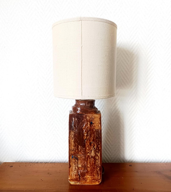 Image 1 of Vintage geglazuurd aardewerk lamp