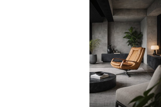 Image 1 of Vintage Mid-Century German Modern Leather Swivel Chairs by Carl Straub, 1950s, Set of 2