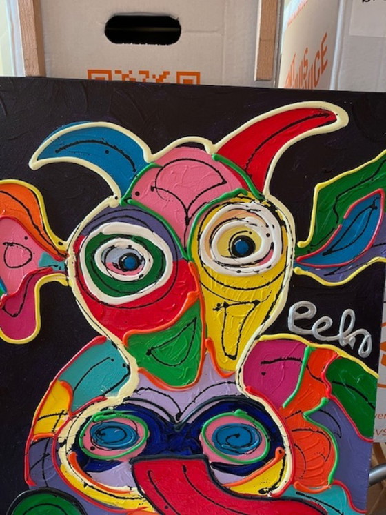 Image 1 of Original Peko Cow painting 50x60 - with certificate