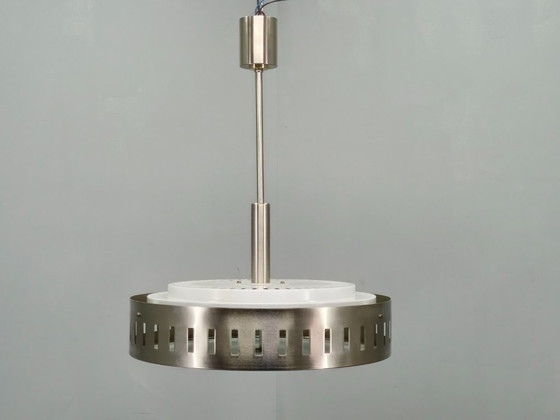 Image 1 of Space Age UFO Chandelier, Metal and Glass, Czechoslovakia 1970s