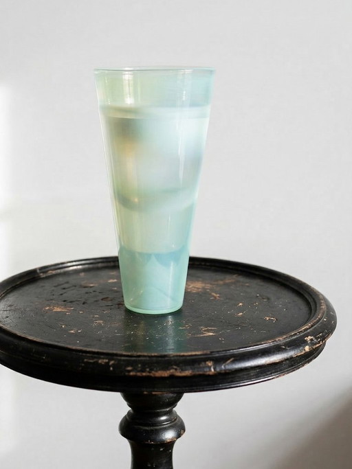 Opaline blown glass vase, Kosta Boda style, vintage Scandinavian design
