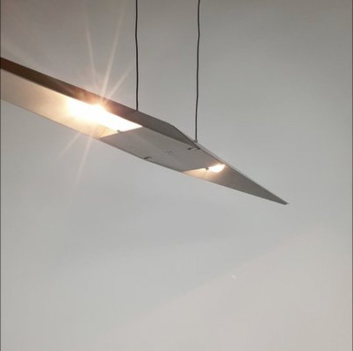 Hala Zeist Anni '80/'90 Lampada a Sospensione Architettonica Alluminio 98 Cm