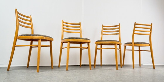 Set di 4 Sedie da pranzo, di TON, anni '60, Cecoslovacchia – Tessile, Legno (photo 13 of 20)
