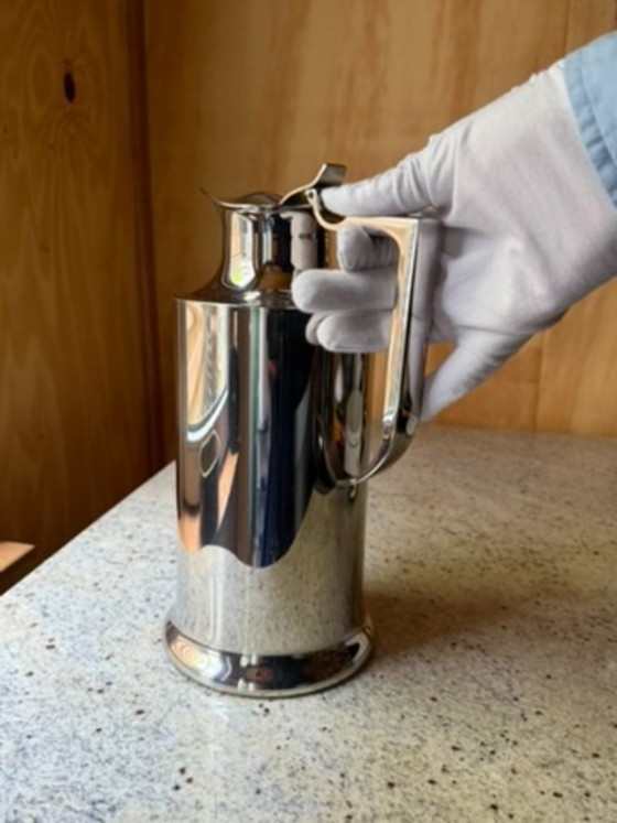 Large Vintage Balzano Laufen Stainless Steel Pitcher | Tall MCM Insulated Carafe | Mirror Polish 18/10 (photo 23 of 27)