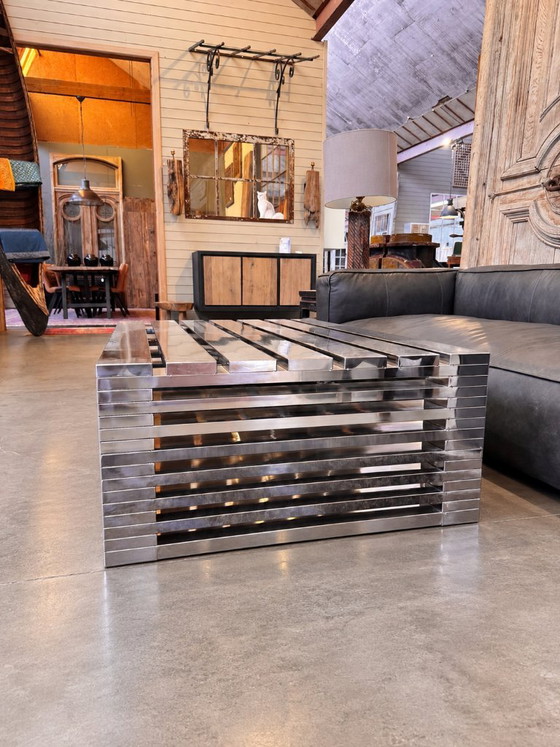 Coffee table Model Zazenne by Timothy Oulton – rvs, polished steel (photo 3 of 7)