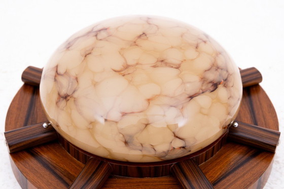 Image 1 of Lámpara de techo Art Déco de nogal, Polonia, años 50.