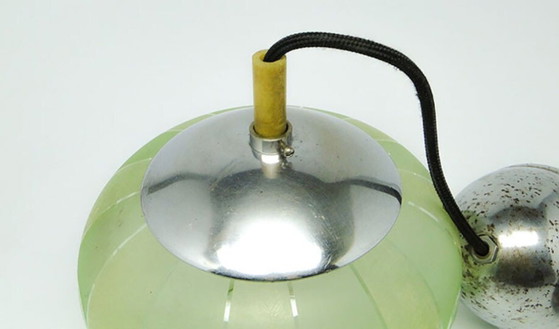 Mid-Century Glass Pendant Lamp, 1950s – Metal (photo 5 of 11)