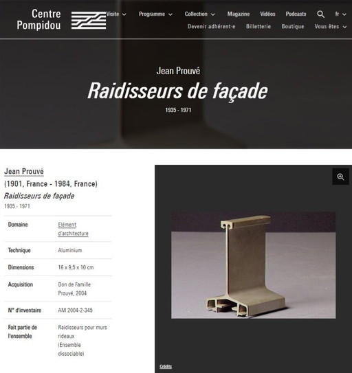 Jean Prouvé: sección de refuerzo de 18 cm - CIMT 1962