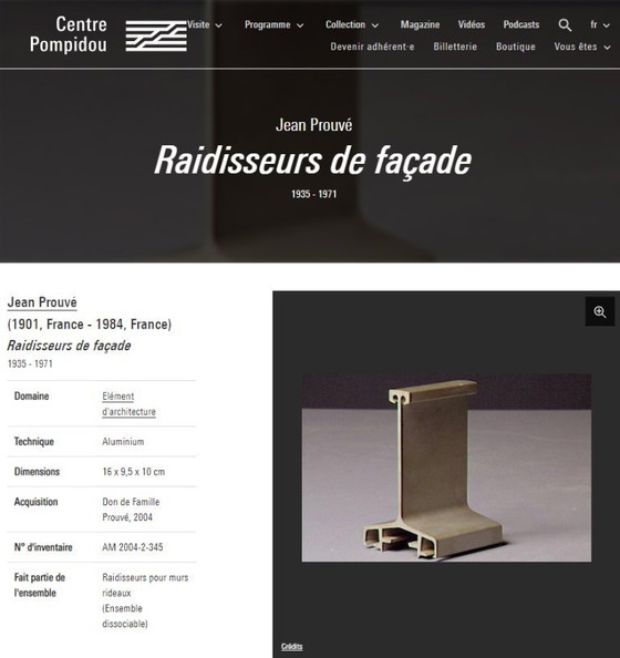 Image 1 of Jean Prouvé: sección de refuerzo de 18 cm - CIMT 1962