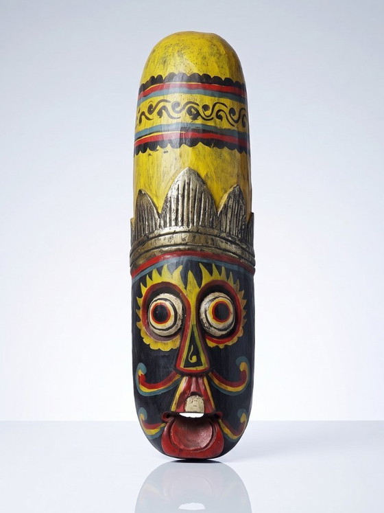 Image 1 of Grand masque Balinais en bois sculpté et peint à la main, Indonésie, années 1970