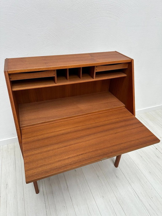 Secrétaire Vintage Danois Design Teck des Années 1960 par Dyrlund, Bureaux, Bois, Marron (photo 11 sur 13)
