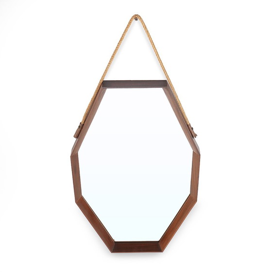 Image 1 of Octagonal Mirror with Teak Frame, 1960s