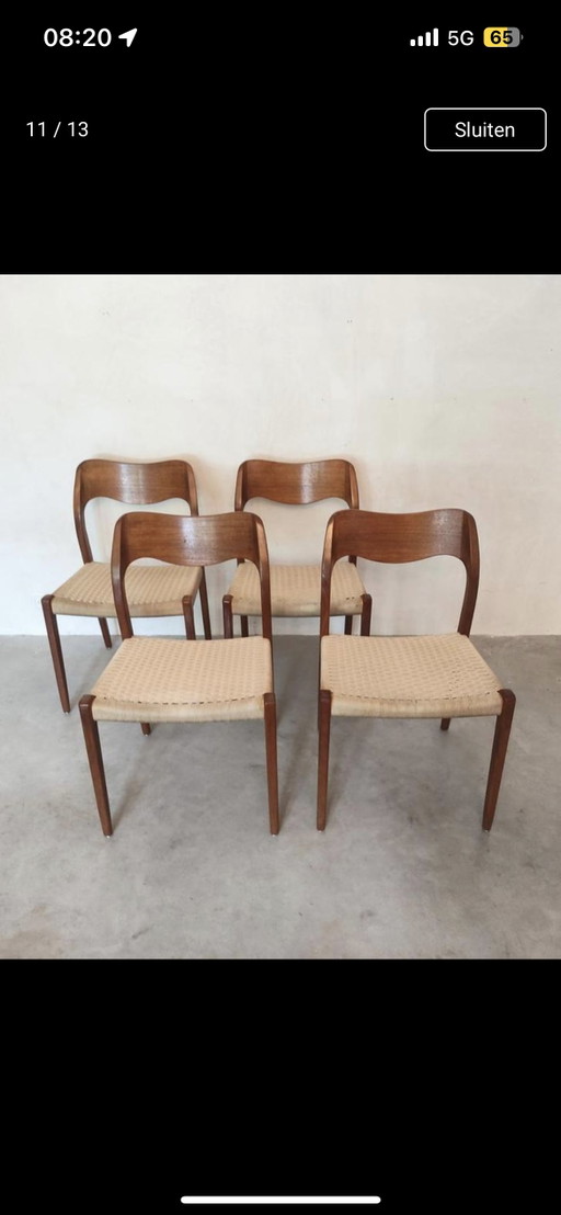 4 Danish Dining chairs Model No.71 - Niels O. Møller