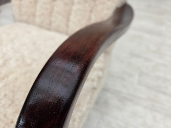 1960s, Danish high-back armchair, genuine sheepskin, reupholstered. – Wood (photo 18 of 22)