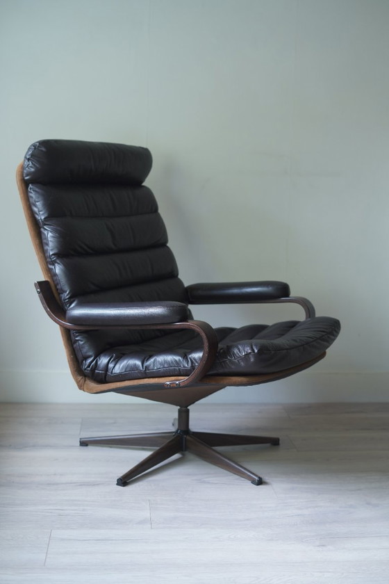 Rare Paire de Fauteuils Lounge Pivotants Georg Thams des Années 70 pour A/S Vejen Polstermøbelfabrik - (photo 6 of 15)
