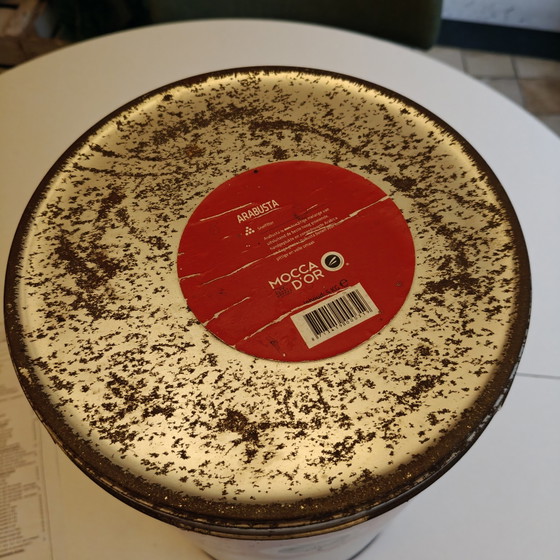 Image 1 of Vintage Mocca d’Or Coffee Tin – Large Industrial Metal Storage Can – Retro Café Style