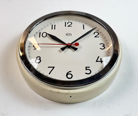 Image 1 of Vintage Beige Industrial Wall Clock from NUFA, 1960s