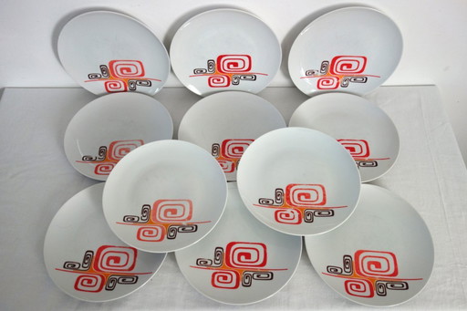 11 assiettes plates Winterling Marktleuthen Bavière années 70