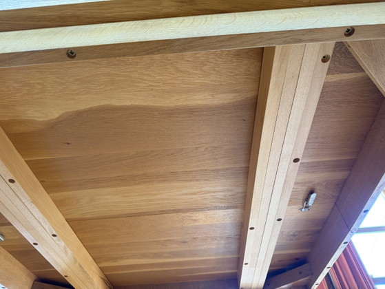 Image 1 of Handcrafted solid oak dining table + 4 chairs + 2 extensions
