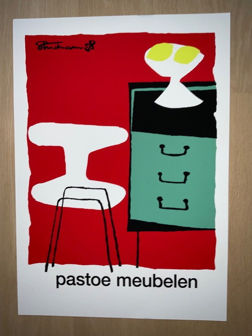 Affiche Pastoe ontworpen in 1958 door Theo Stradmann