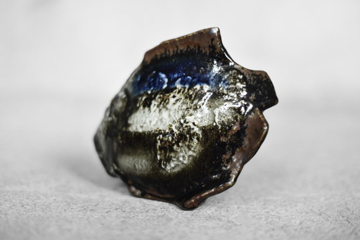 Vintage Mid-Century Scandinavian Modern Brown and Cobalt Stoneware Fish Figurine by Carl-Harry Stålhane for Rörstrand, 1960s