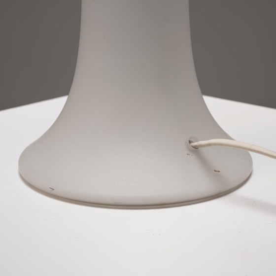 Image 1 of Glass table lamp with raw silk shade