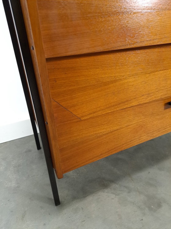 Image 1 of Zapatero de teca con patas de metal negro, nº 2