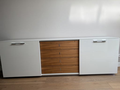 Hulsta Sideboard White With Walnut Wood