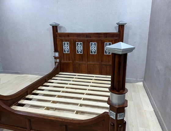 Image 1 of Plano de carpintería para cama de plataforma (DIY), descarga digital métrica | Guía paso a paso para armar una cama tamaño queen