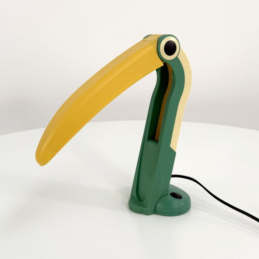 Sea Green & Yellow Toucan Lamp by H.T. Huang for Huanglite, 1980s