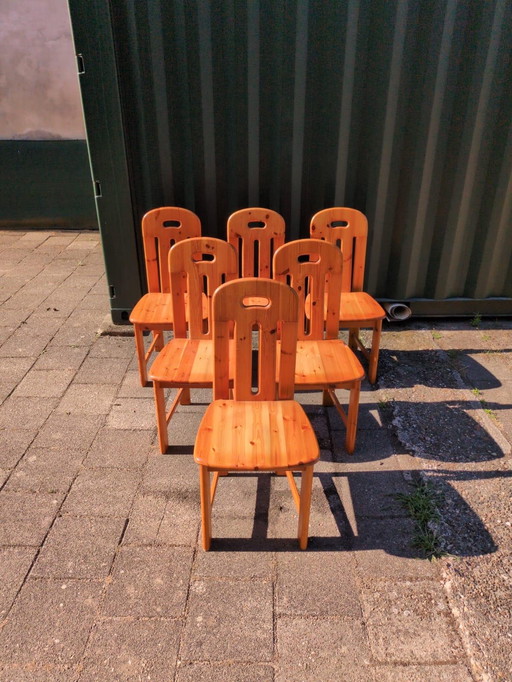 6er-Set Effezeta-Esszimmerstühle aus Kiefer