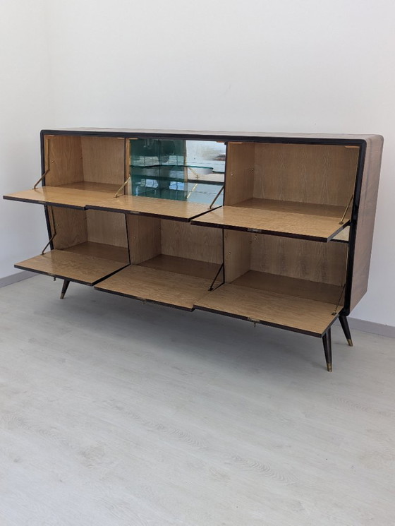 Image 1 of Buffet - Cristal, laiton, palissandre, parchemin - années 1950