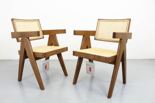 051 Capitol Complex Cassina, Pierre Jeanneret Fauteuil, hout, rotan