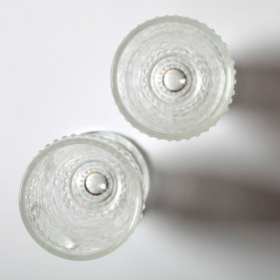 Set di 2 eleganti bicchieri in vetro pressato Cibulak di Pavel Panek / 1977 – Bicchieri e caraffe, Glass (photo 4 of 11)