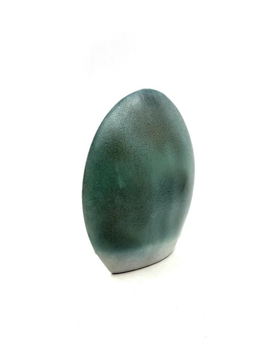 Image 1 of Jarrón solifleur de cerámica azul de mediados de siglo, Francia 1970