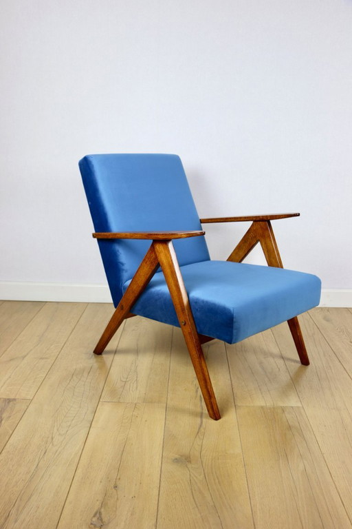 Poltrona B-310 VAR blu mare in velluto blu - 2 pezzi disponibili