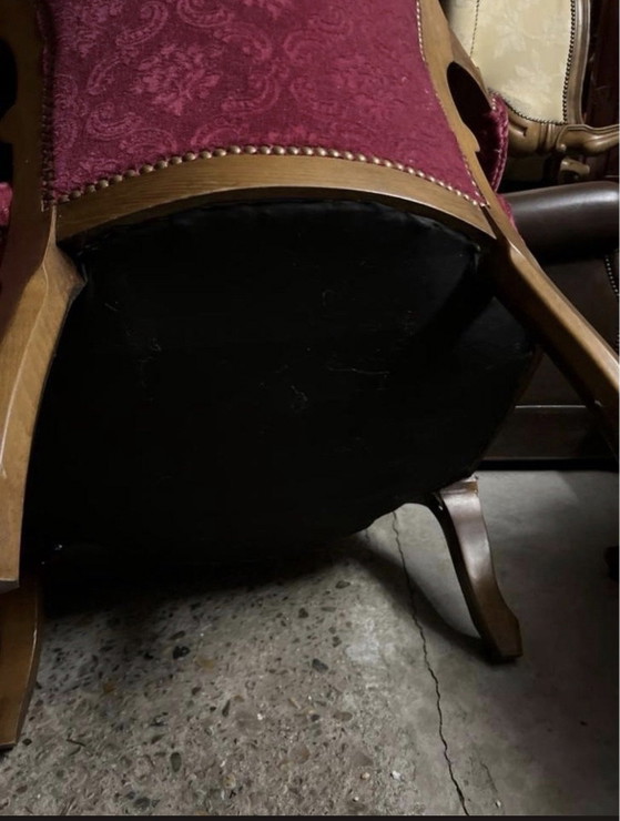 2 Baroque Armchairs, Metal, Velvet, Brown (photo 3 of 7)
