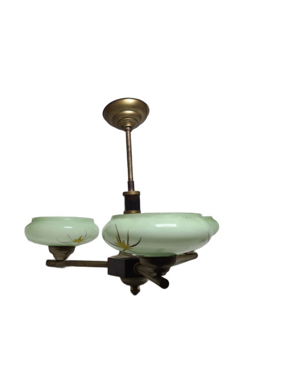 Bakelieten kroonluchter in art-decostijl, Polen, jaren 1950 – Glass, Metal (photo 9 of 14)
