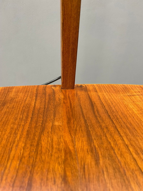 Image 1 of Art Deco Floor Lamp with Milk Glass and Side Table, 1950s – Czechoslovakia