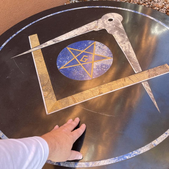 Large Table Top with Lapis-Lazuli Marble Inlay, 1960s – Table accessories, Mid Century Modern (photo 3 of 17)