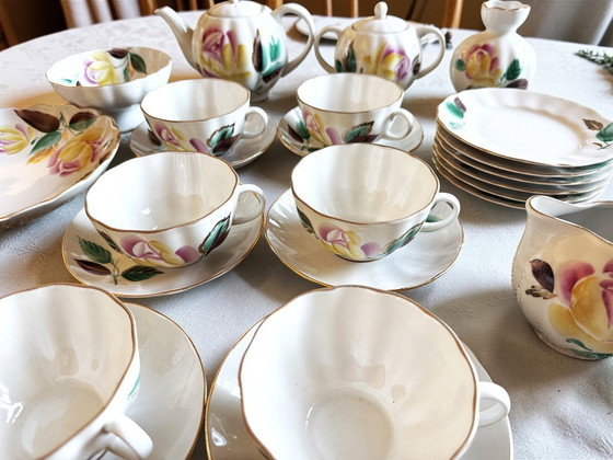 Image 1 of Lomonossow – Porzellan-Teeservice mit handbemalten Rosen